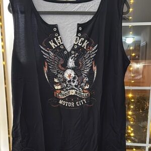 NEW. Black “Kid Rock Motor City” Graphic Sleeveless Top